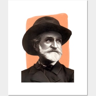 Italian Composer Giuseppe Verdi - orange - illustration Posters and Art